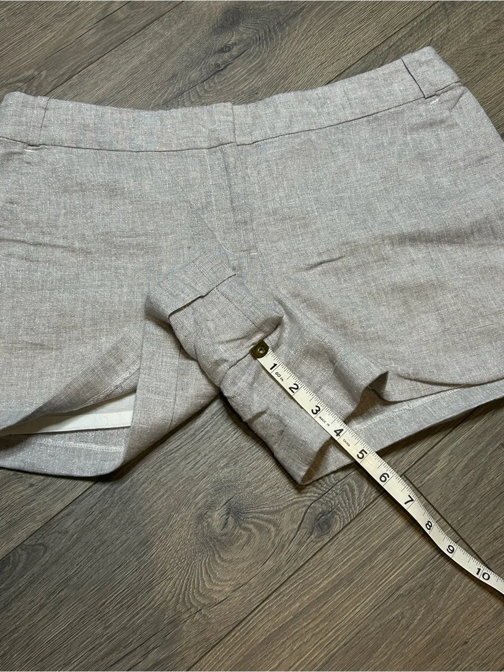 LOFT Light Gray with Silver Tailored Linen-Blend Shorts